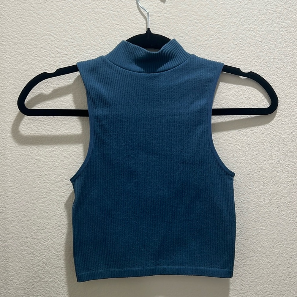 Zara Ribbed Mock Neck Tank Top